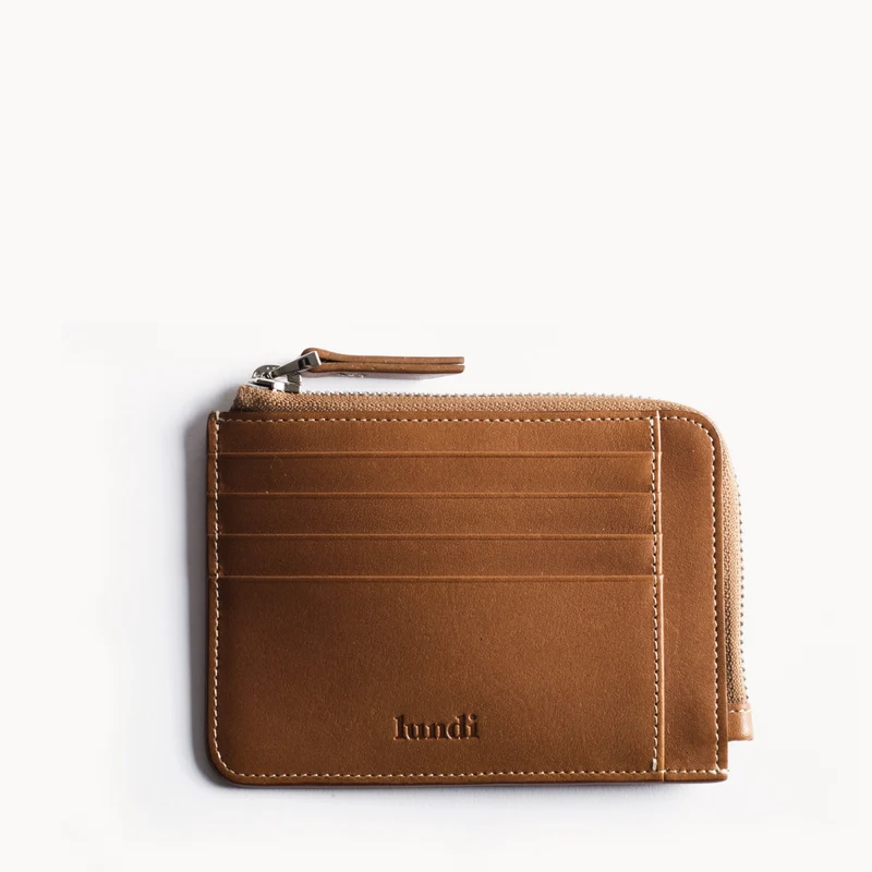 Portefeuille en cuir lisse ~ WALDO - COGNAC