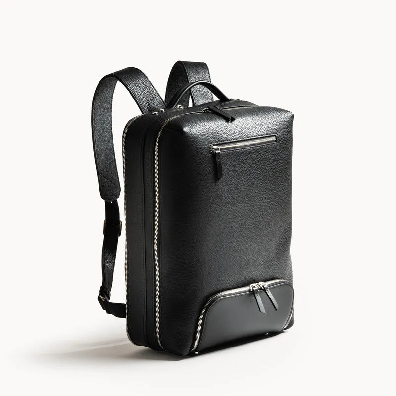 Sac à dos de voyage ~ GASPARD - CUIR NOIR