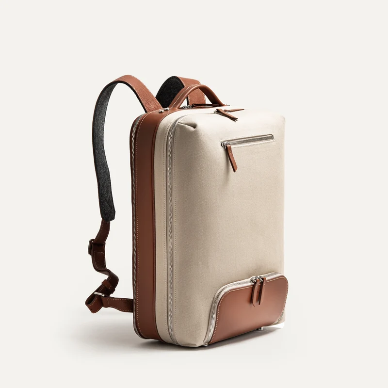 ANTOINE | Toile Sable & cuir cognac