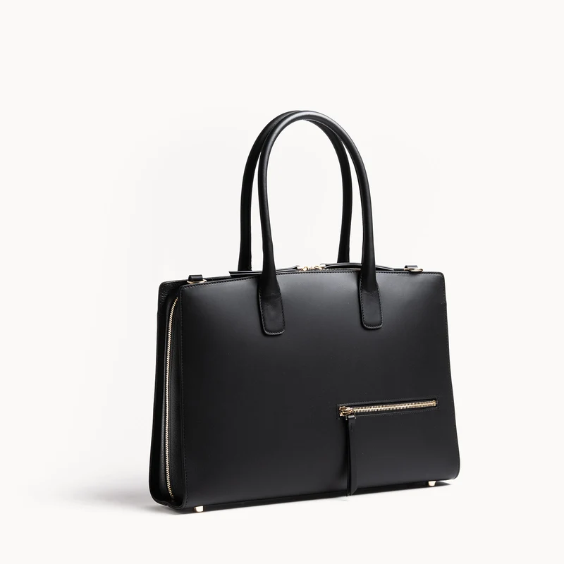 Porte documents en cuir lisse ~ MILIA - NOIR