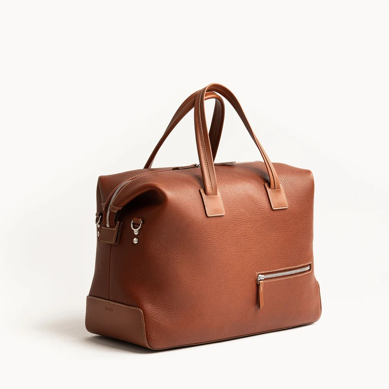 Sac de voyage 48 heures ~ WESLEY~Cuir grainé cognac