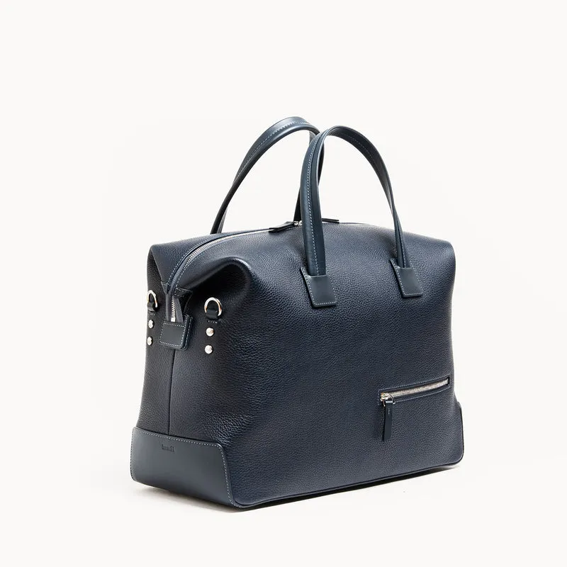 Sac de voyage 48 heures ~ WESLEY~ Cuir grainé marine