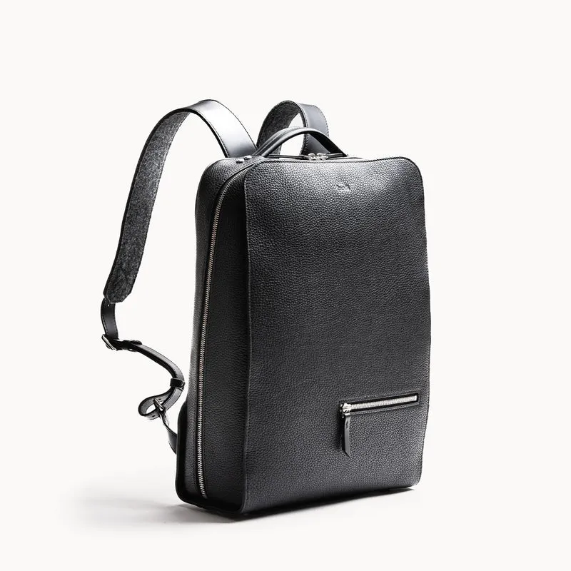 Sac à dos en cuir grainé ~ MARCUS - NOIR