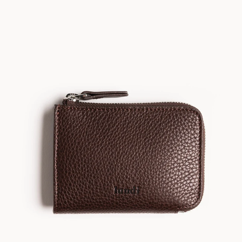 Portefeuille en cuir grainé ~ CLOVIS - MARRON