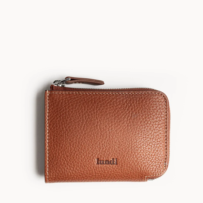 Portefeuille en cuir grainé ~ CLOVIS - COGNAC