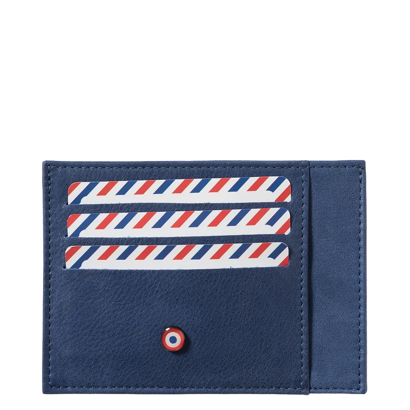 PAUL Cuir nubuck Porte-cartes Mer Indigo Personnalisé