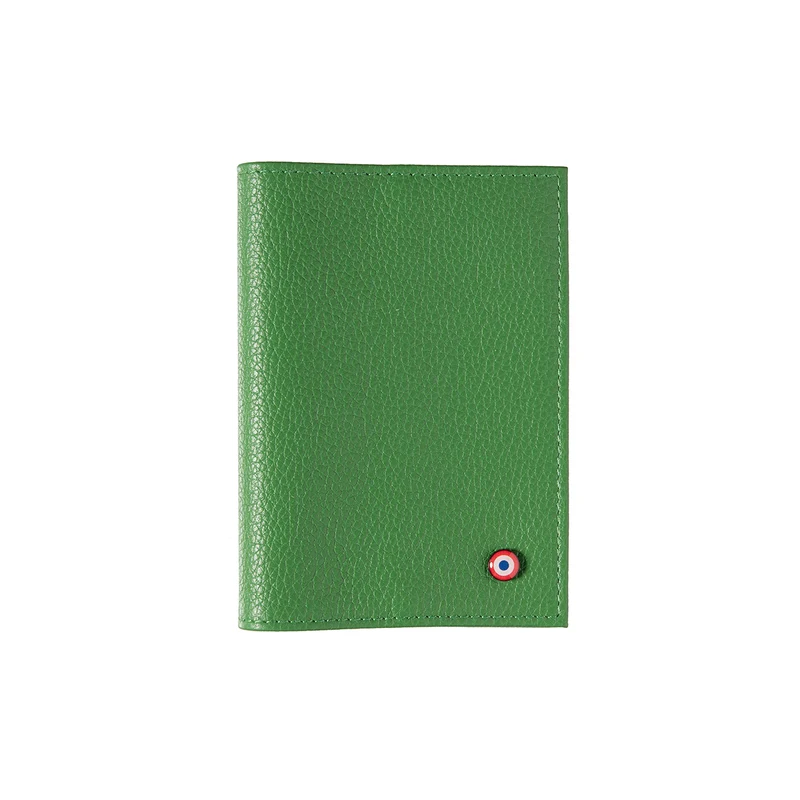 Louis Cuir Grainé Porte Passeport Pré Vert Personnalisé