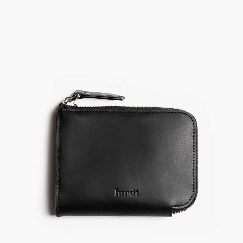 Portefeuille en cuir lisse ~ CHARLES - NOIR