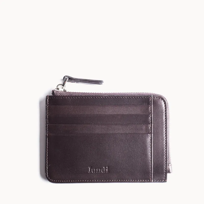 Portefeuille en cuir lisse ~ WALDO - MARRON