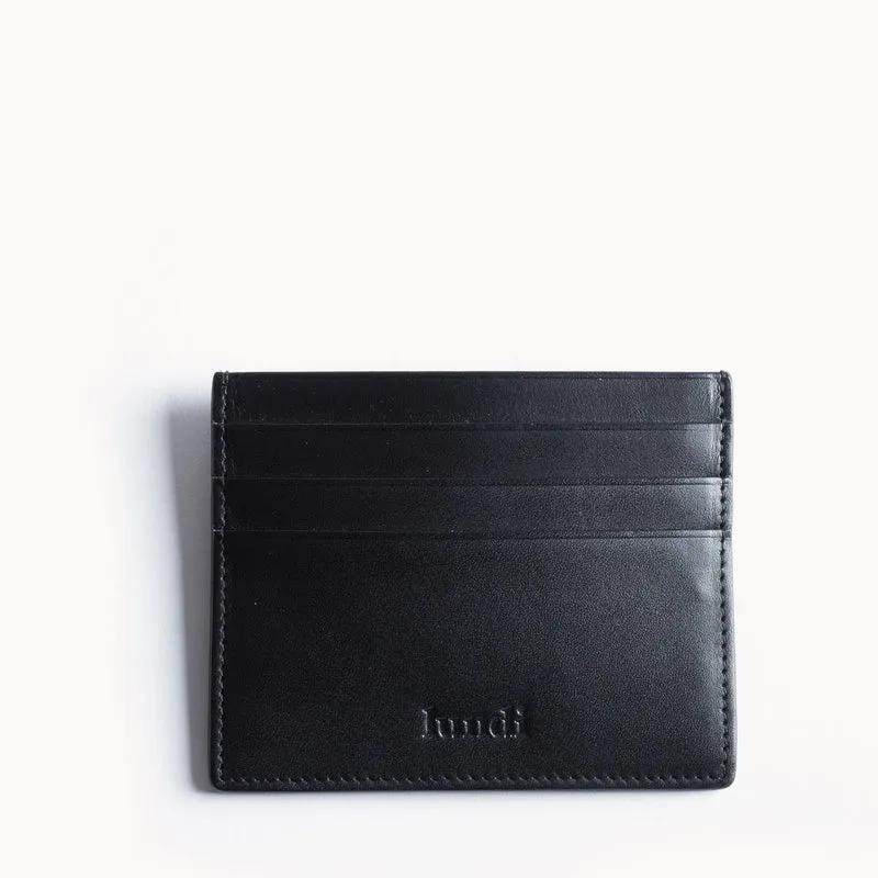 Porte-cartes en cuir lisse ~ KARL - NOIR