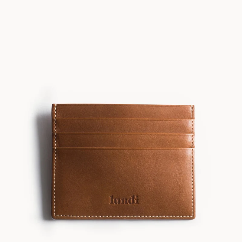 Porte-cartes en cuir lisse ~ KARL - COGNAC
