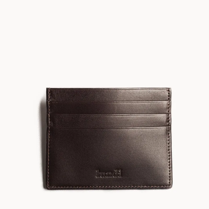 Porte-cartes en cuir lisse ~ KARL - MARRON