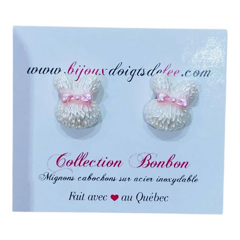 Boucles d'oreilles - Pâques - Gros lapin Perlé