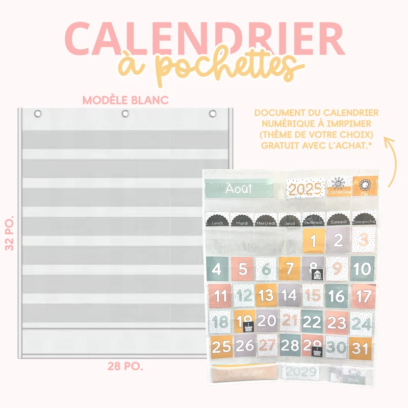 Calendrier à pochettes - Blanc