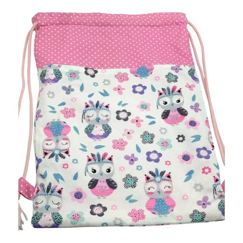 Pochon à cordon " Hibou câlin " Personnalisable - Le Petit Sac à Trésors