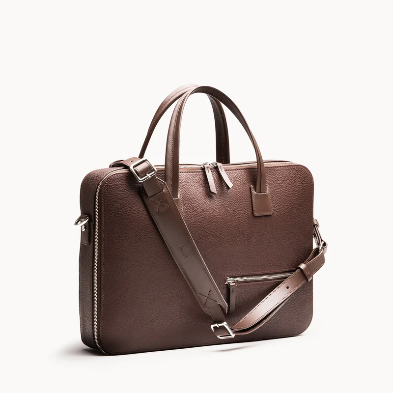 Porte-documents en cuir grainé ~ OSCAR - MARRON