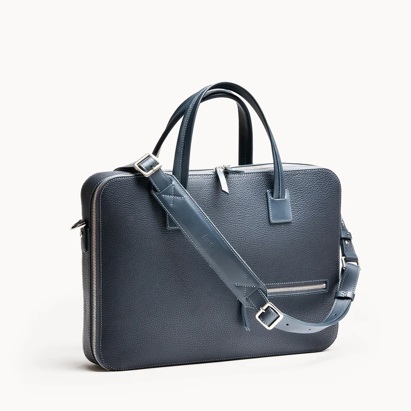 Porte-documents en cuir grainé ~ OSCAR - MARINE