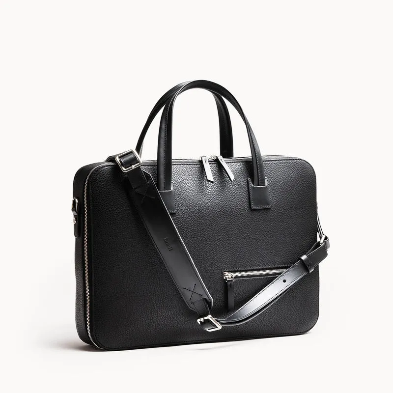 Porte documents en cuir grainé ~ OSCAR - NOIR