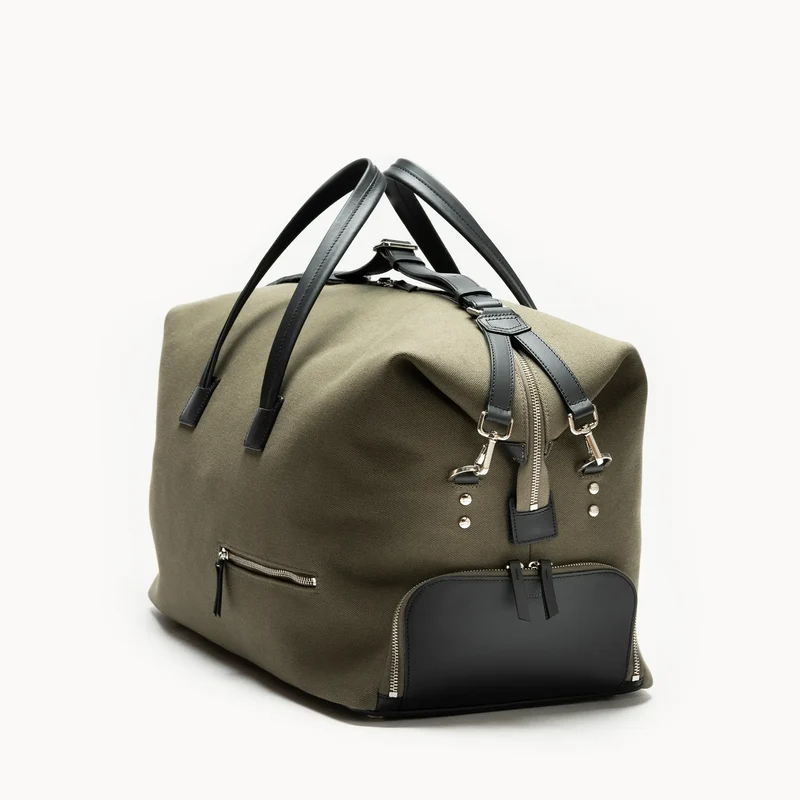 Sac de voyage ~ REMINGTON ~ Toile Kaki & cuir Noir