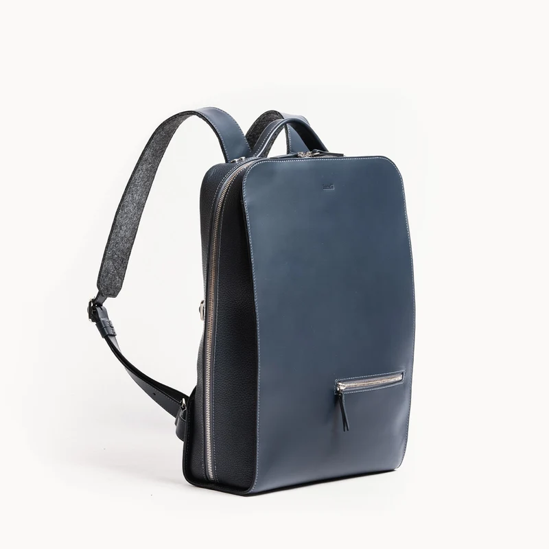 Sac à dos en cuir lisse ~ MATTEO - MARINE