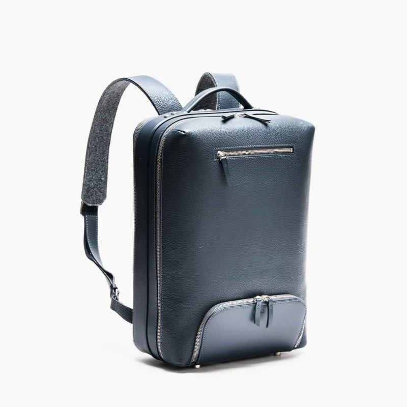 Sac à dos de voyage ~ GASPARD - CUIR MARINE