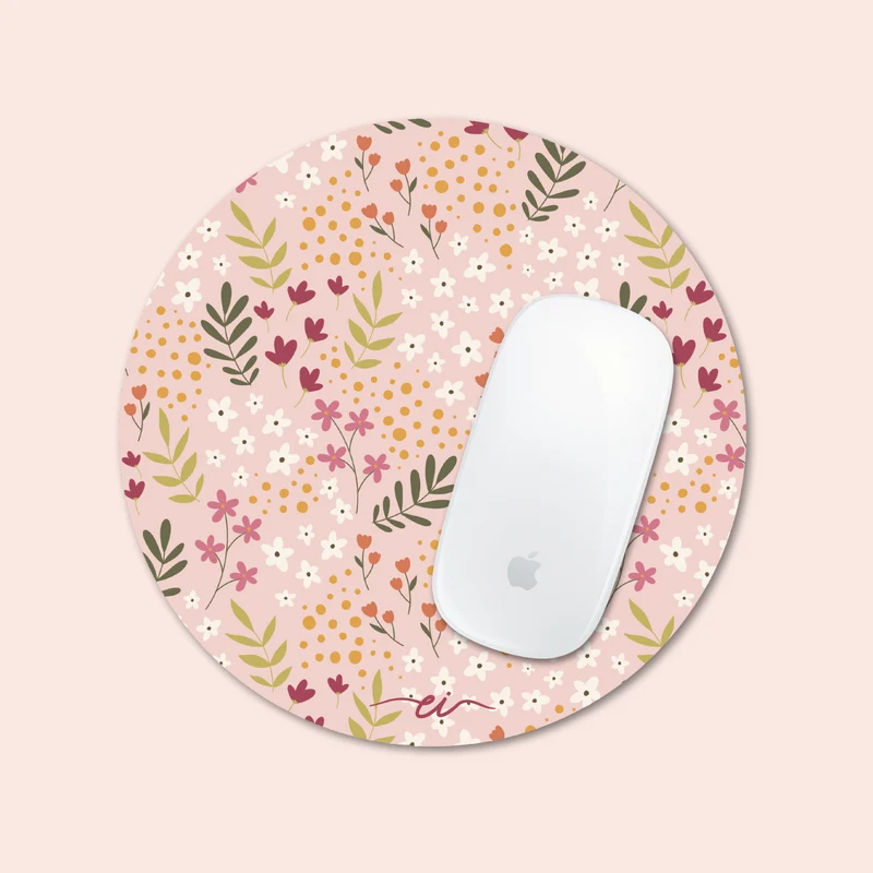 Tapis de souris (rose fleuri)