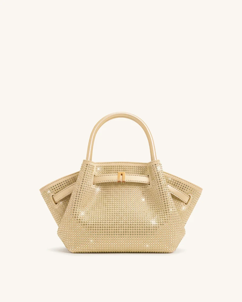 Hana Mini sac cabas en cristal artificiel - Champagne