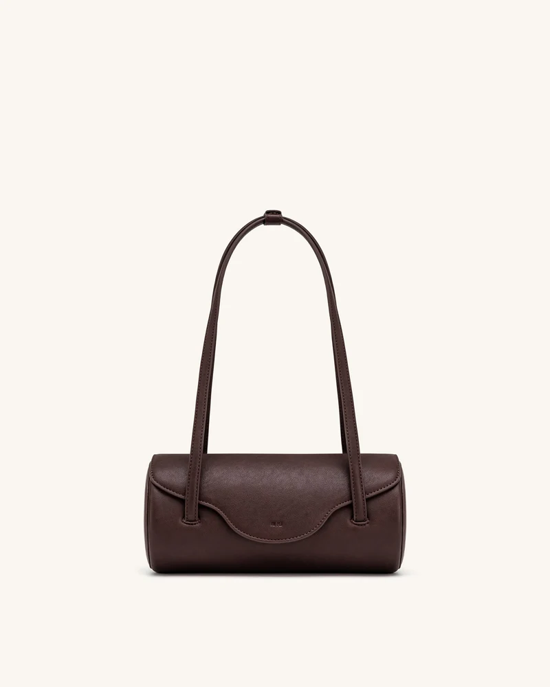 Solenne Sac à épaule forme baril - Marron foncé