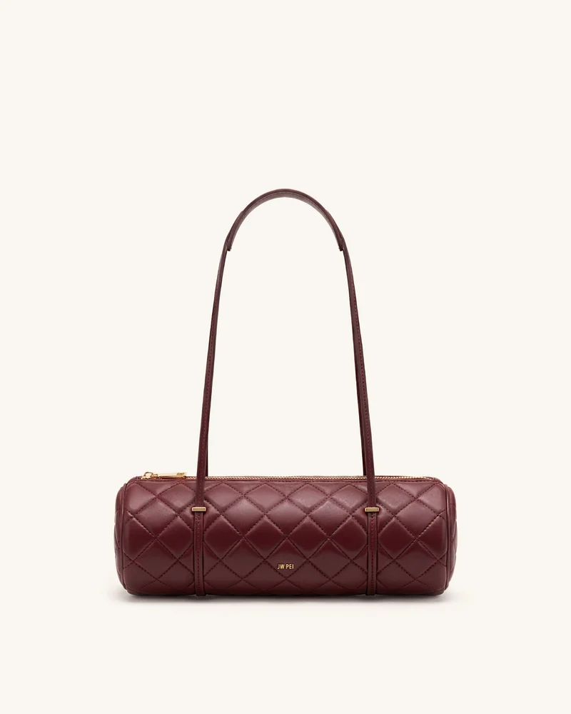 Marcella Sac à épaule cylindrique matelassé - Bordeaux