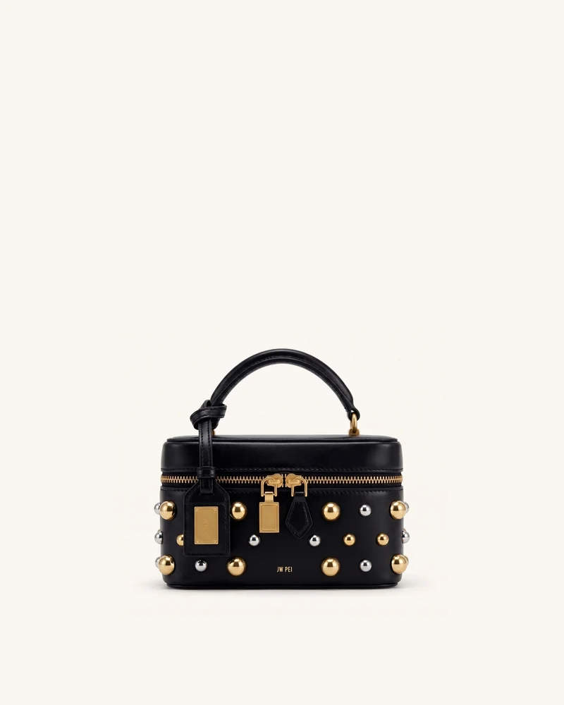 Cleo Sac à main à clous forme boîte - Noir