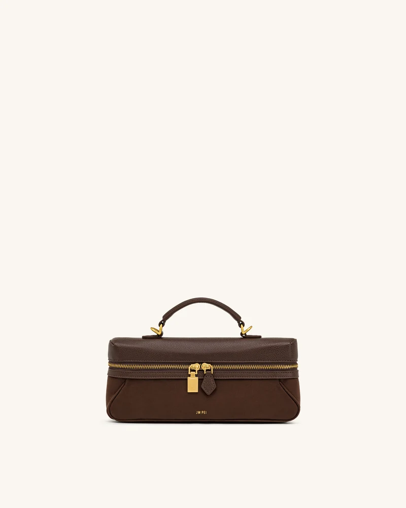 Cleo Trousse de toilette en faux daim - Marron foncé