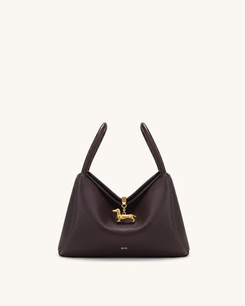 Maelle Sac à double anse avec breloque teckel - Marron foncé