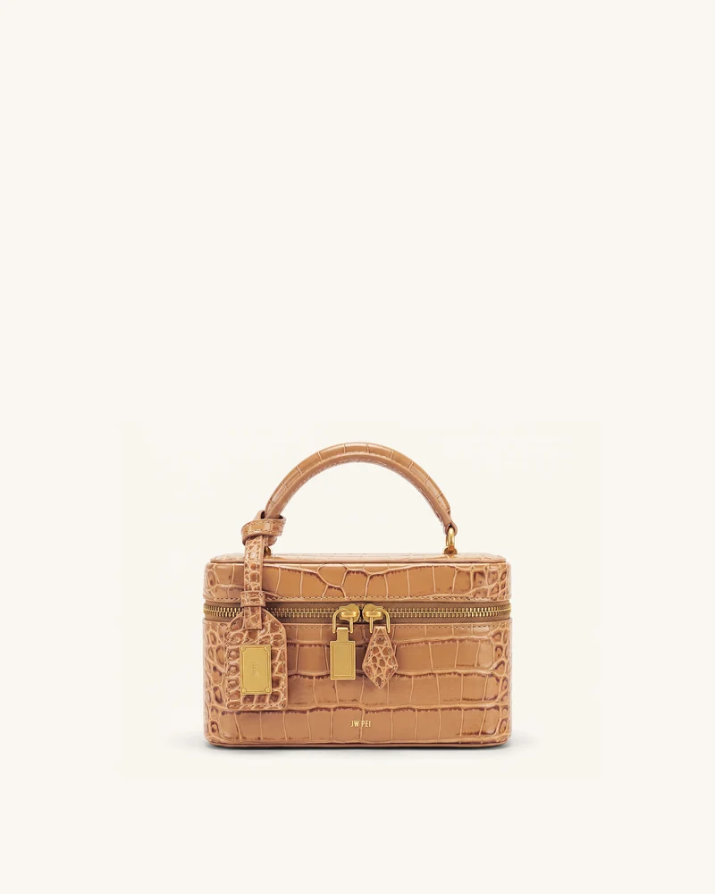 Cleo Sac boîte à poignée supérieure - Marron façon croco