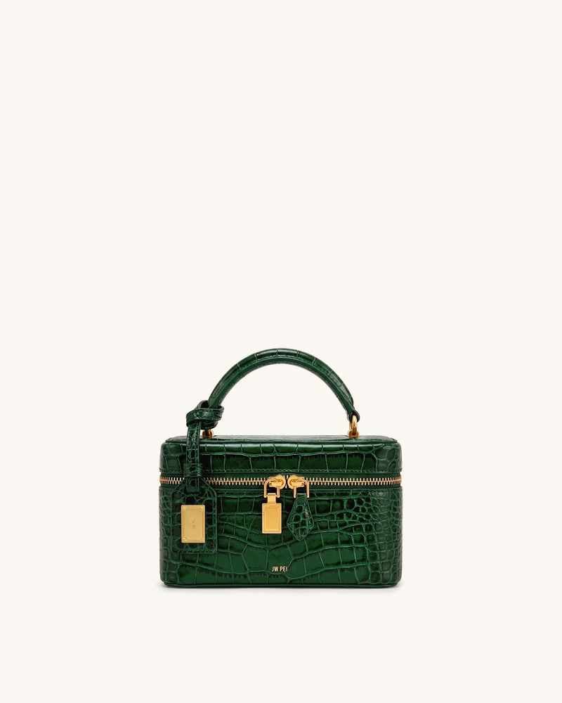 Cleo Sac boîte à poignée supérieure - Vert forêt façon croco