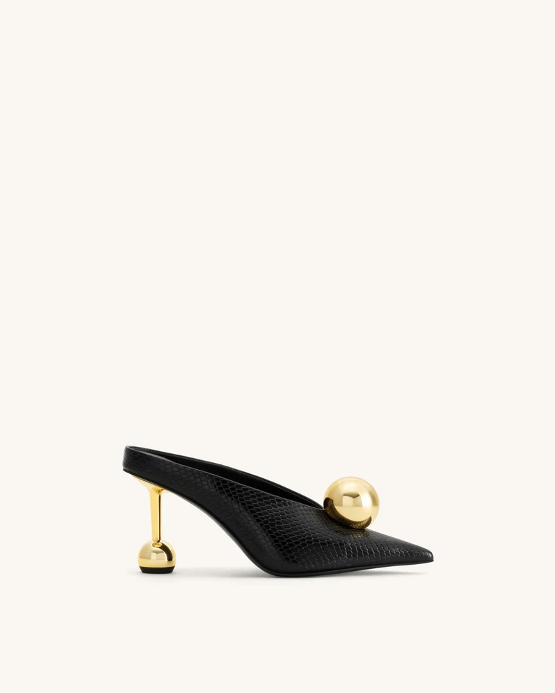 Mules à talon façon serpent Sofia - Noir
