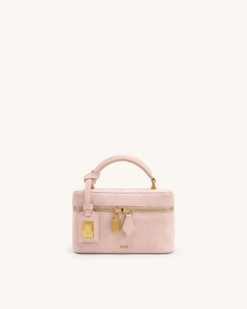 Cleo Sac à poignée supérieure forme boîte en faux daim - Rose