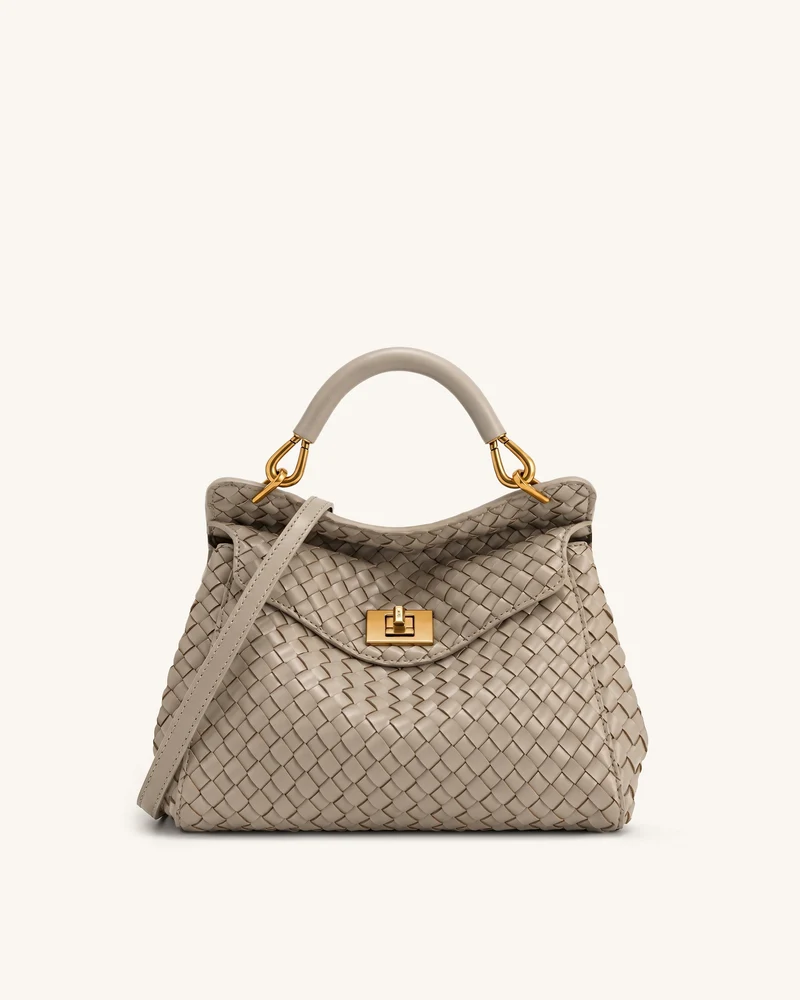 Lucia Sac à main classique tissé à poignée supérieure - Gris boue