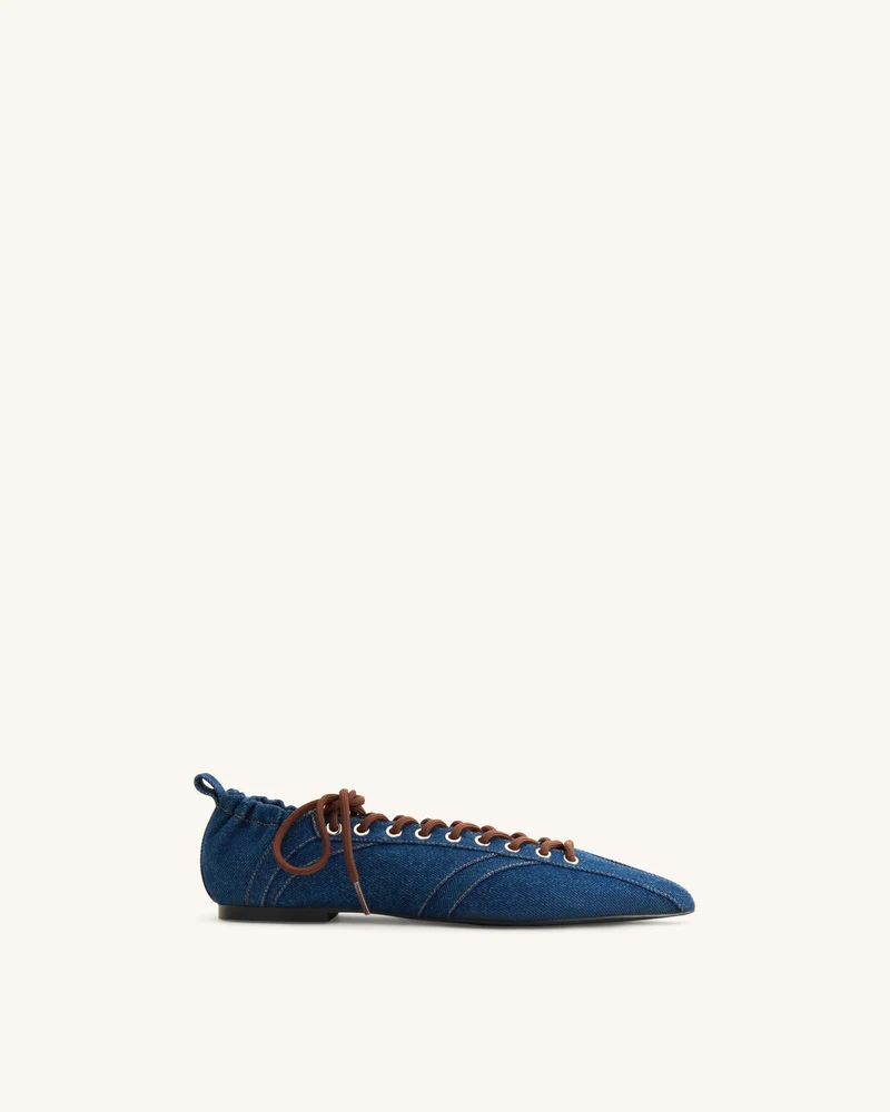 Ava Ballerines à lacets - Bleu jean
