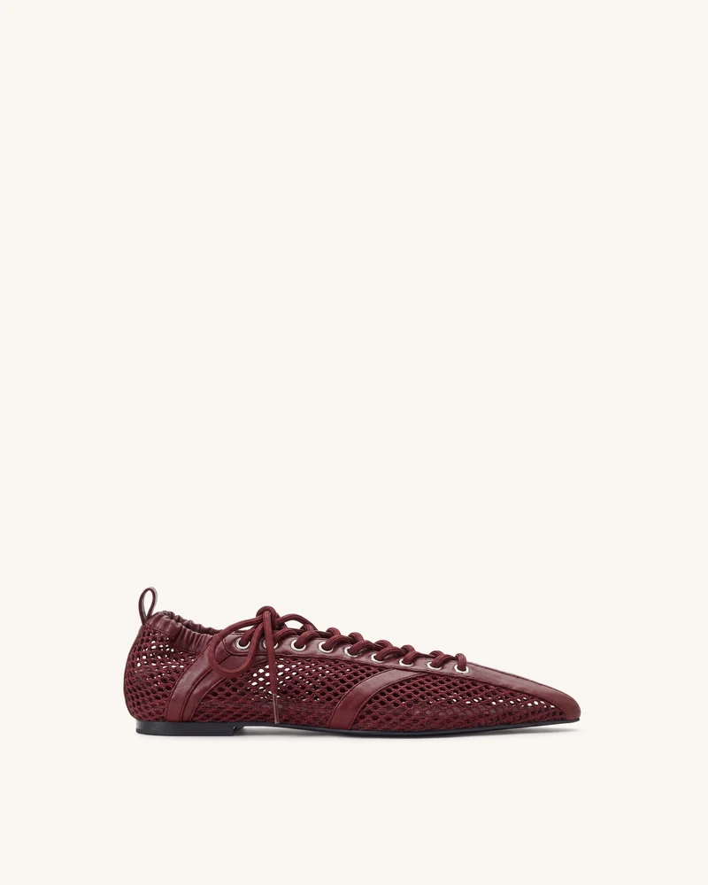 Ava Ballerines en mesh à lacets - Bordeaux