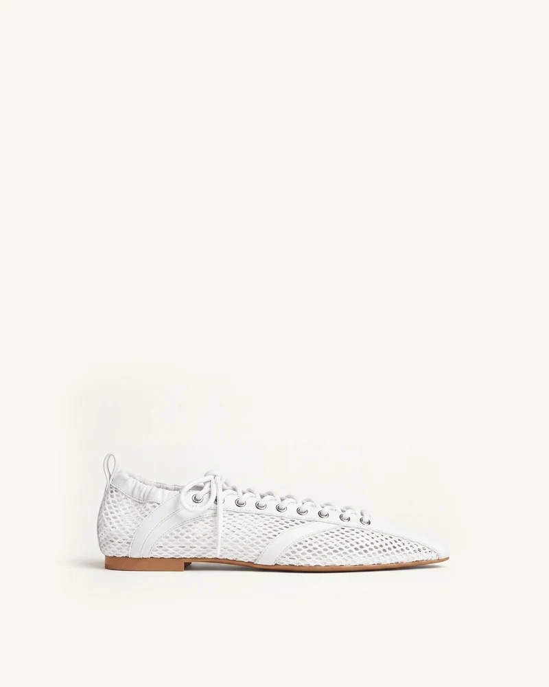 Ava Ballerines en mesh à lacets - Blanc