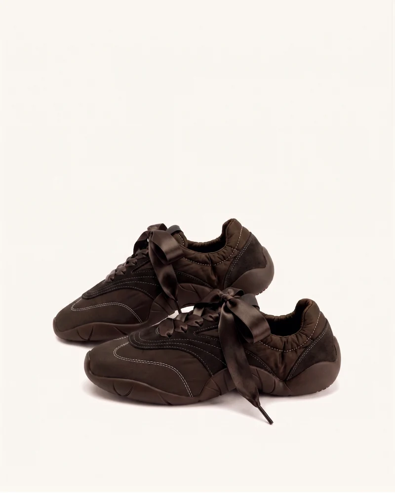 Flavia Baskets ballerines à lacets ruban - Marron foncé