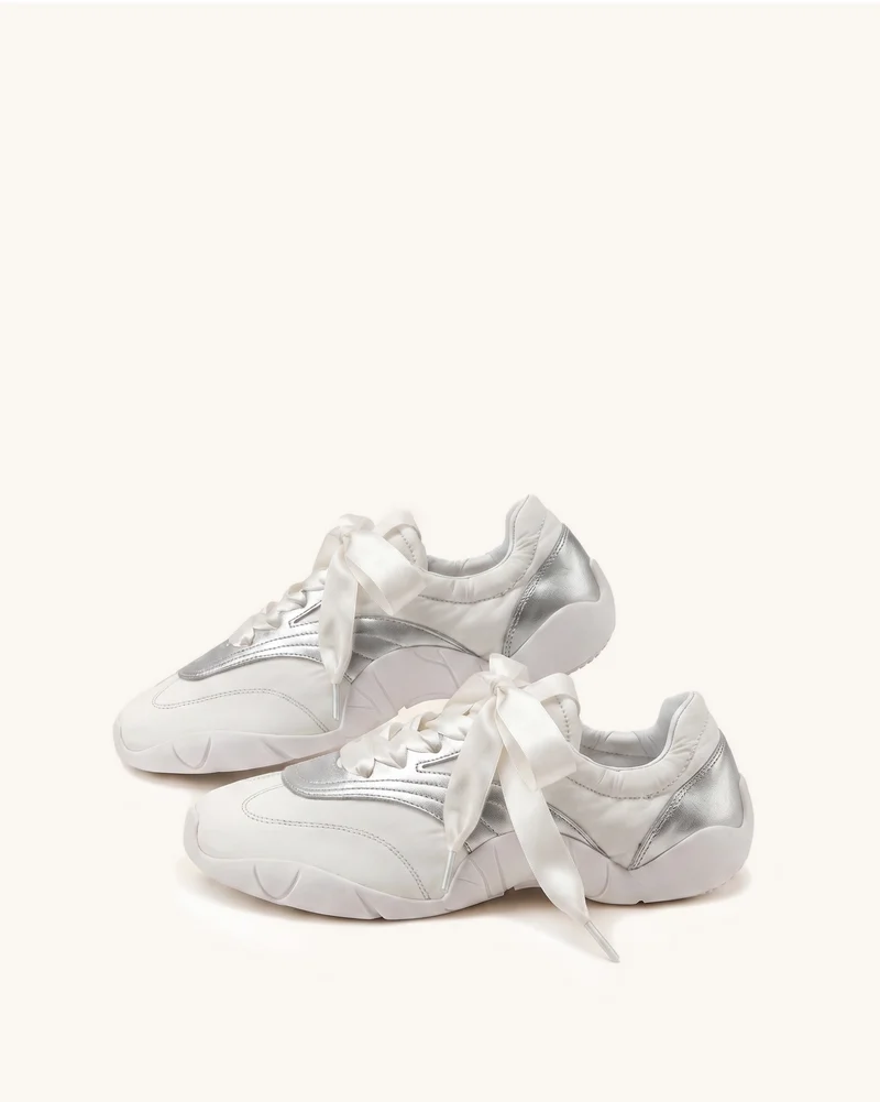 Flavia Baskets ballerines à lacets ruban - Blanc argenté
