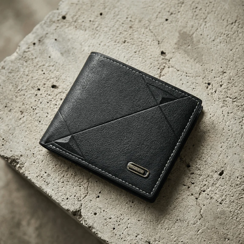 Portefeuille Homme Aspect Cuir 2 Volets Compact