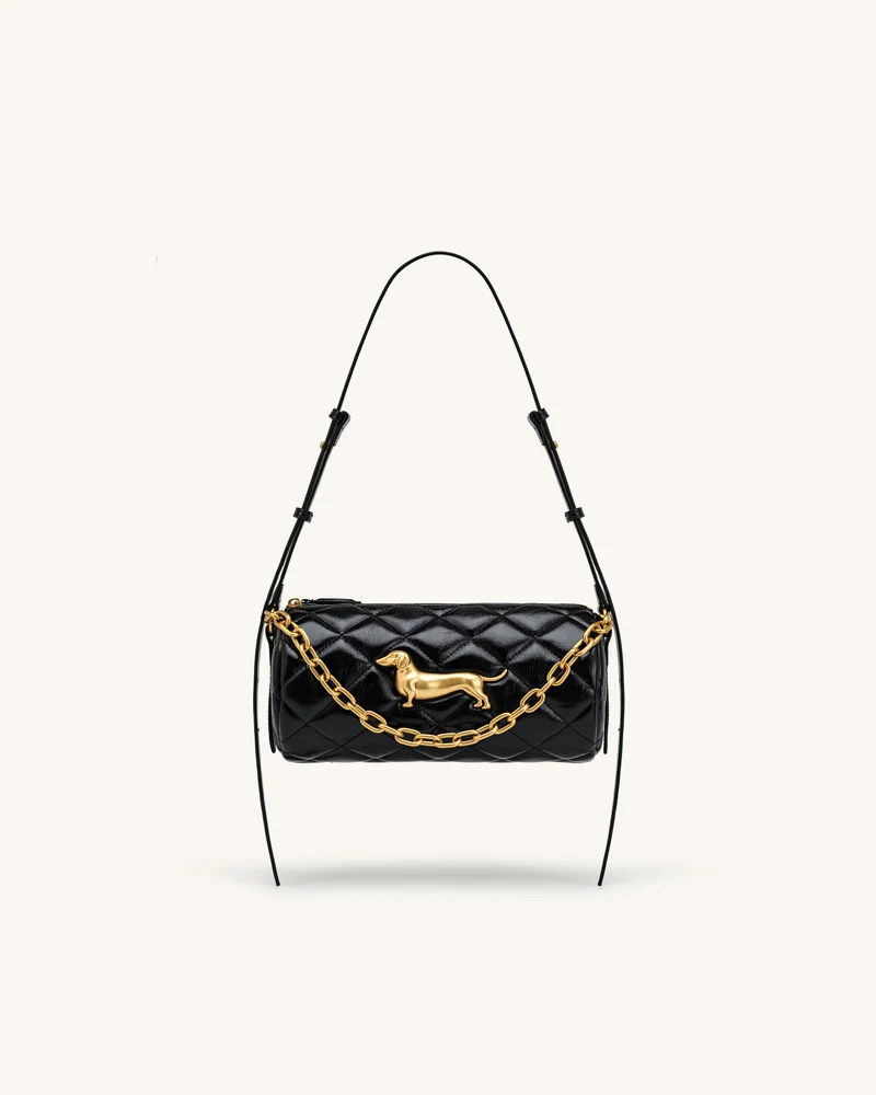 Lucienne Sac à bandoulière matelassé à chaîne Teckel - Noir