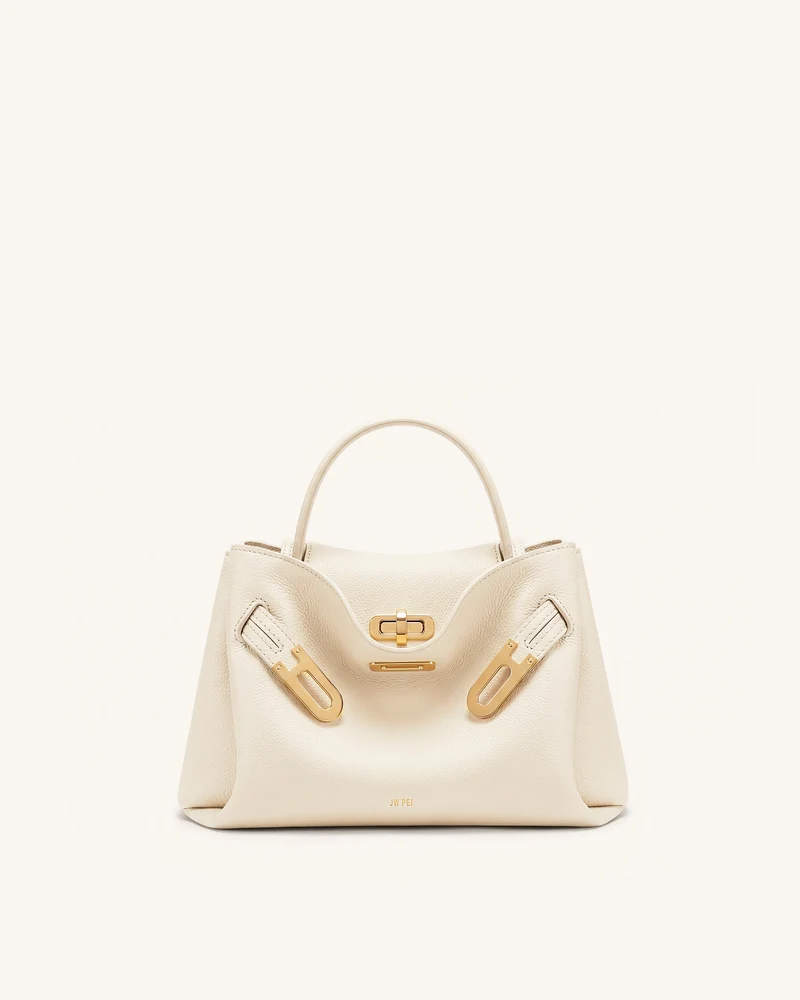 Rhea Petit sac d'épaule grainé à double boucle - Blanc