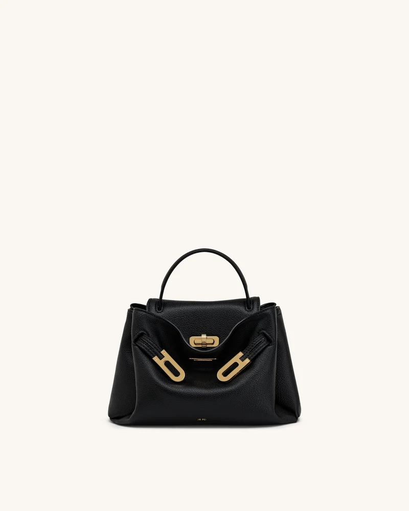 Rhea Petit sac d'épaule grainé à double boucle - Noir