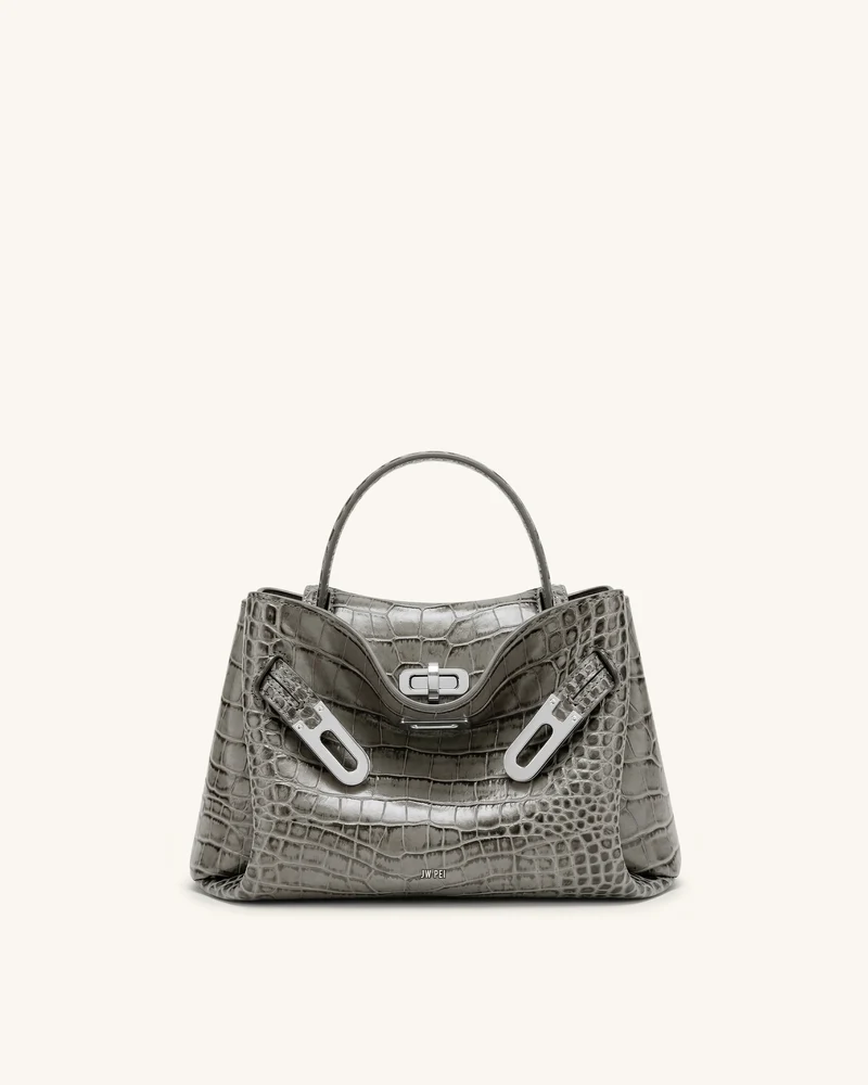 Rhea Petit sac d'épaule à double boucle - Crocodile gris
