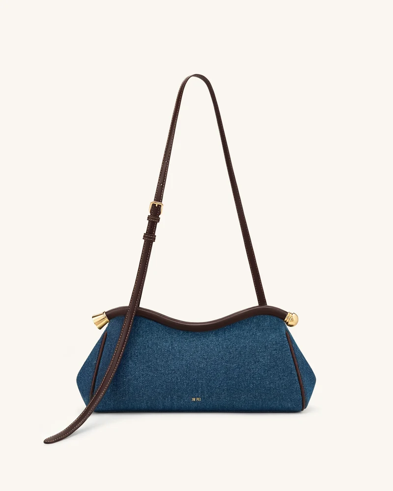 Naomi Sac d'épaule incurvé - Denim bleu
