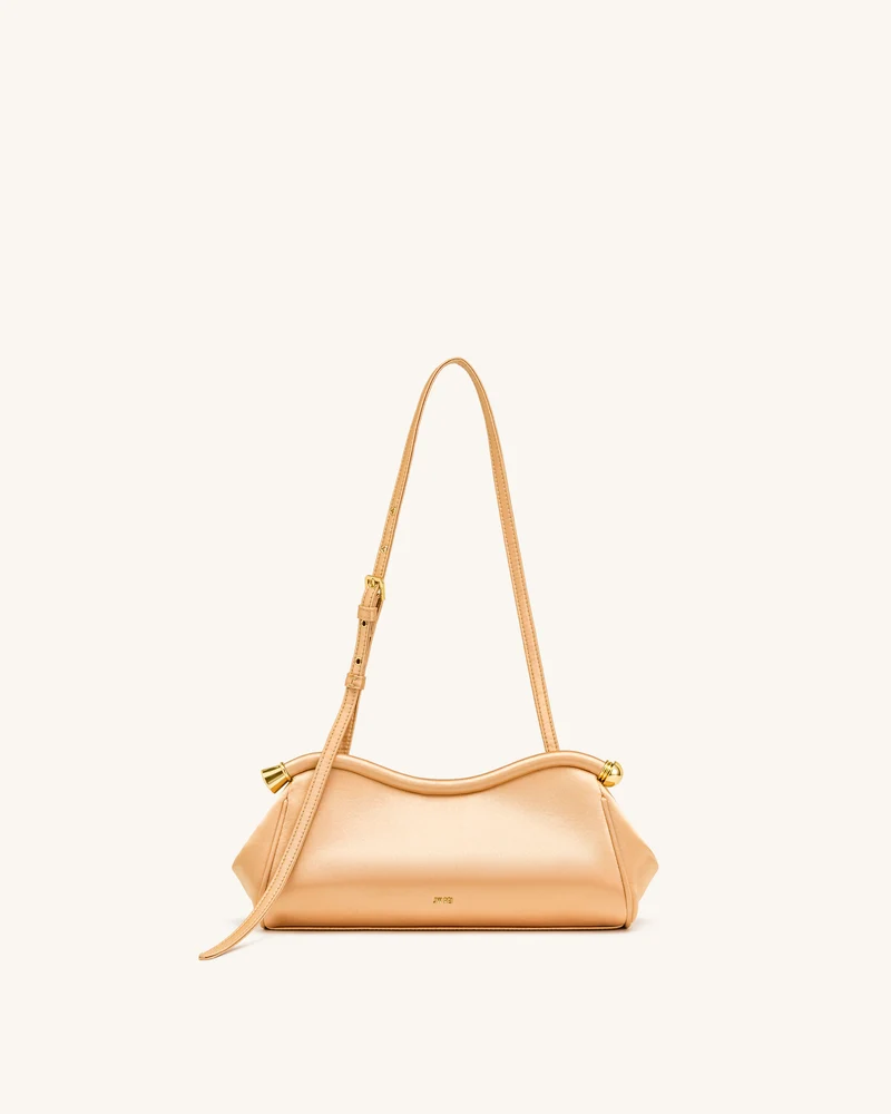 Naomi Sac d'épaule incurvé en satin - Or champagne
