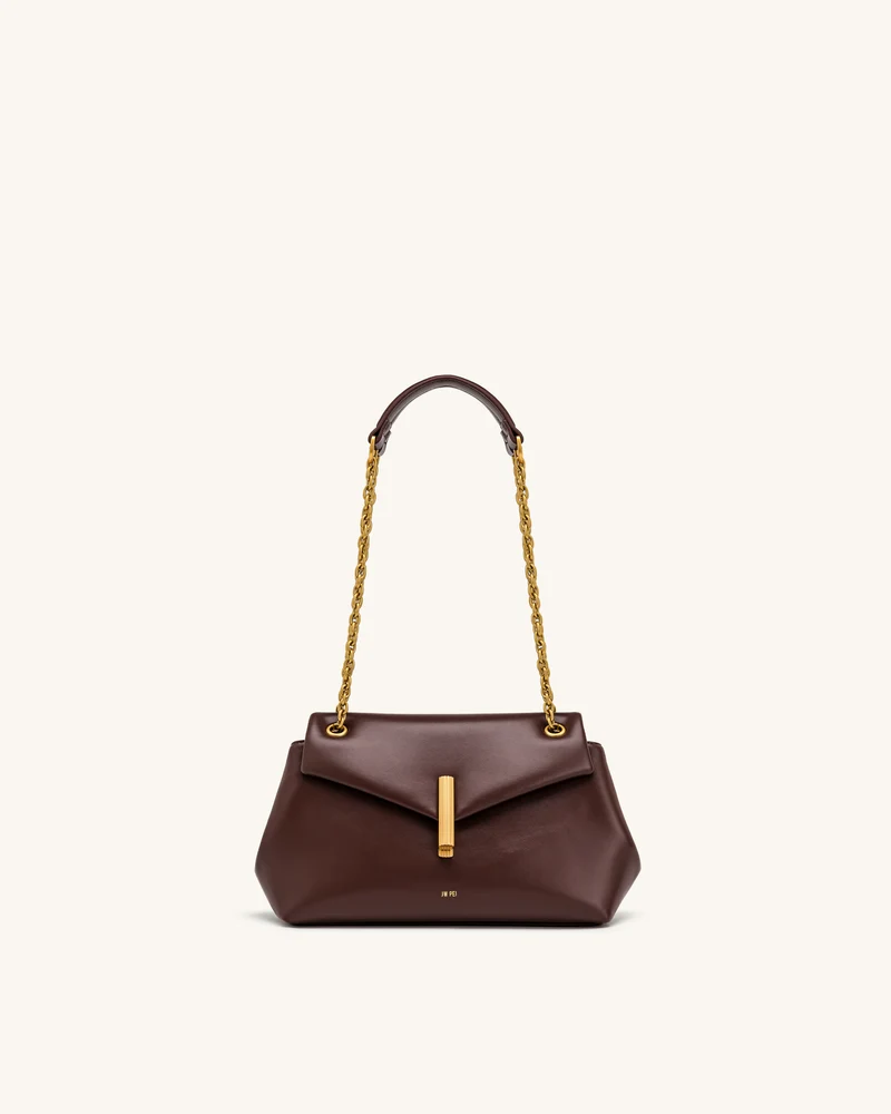 Valerie Sac bandoulière à rabat et chaîne - Marron foncé
